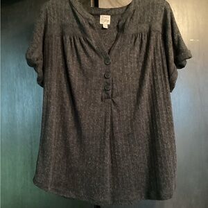 Cato Gray Buttoned Polo Blouse
